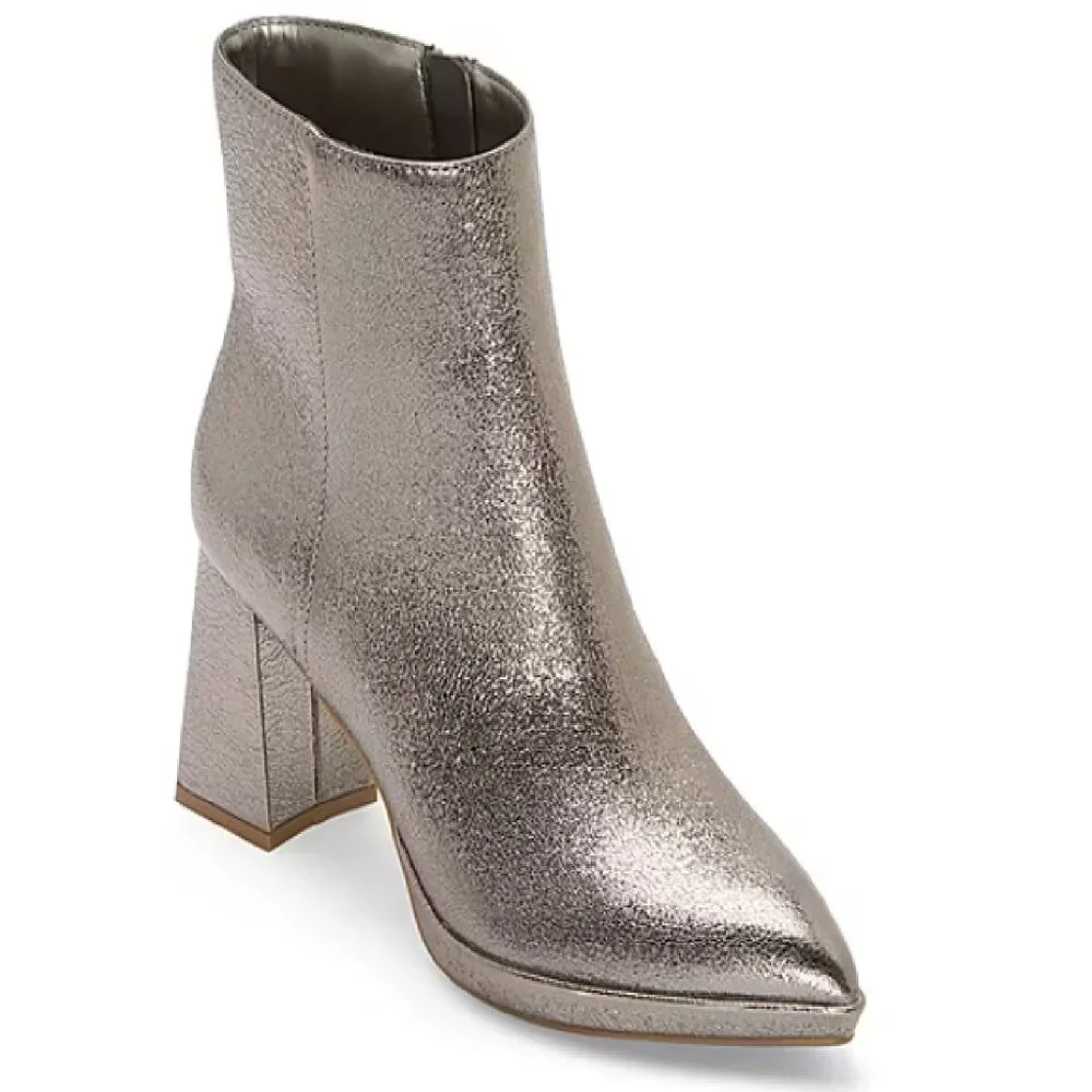 Worthington Womens Bannow Flared Heel Boots Disco 7.5, 9.5 Pewter Costume